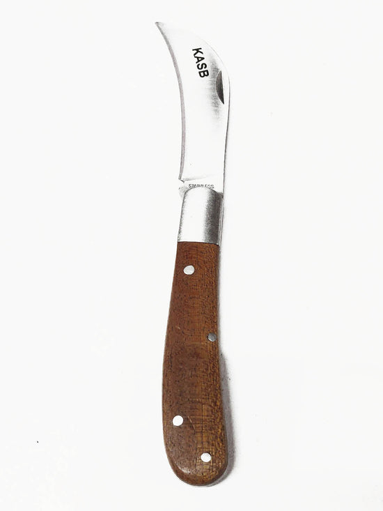 Stainless Steel Curved Grafting Knife Wood (Handle) color 